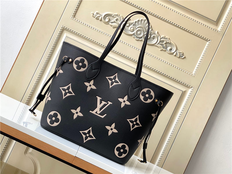 Louis Vuitton NEVERFULL MM Monogram Empreinte Black/Beige M58907 High