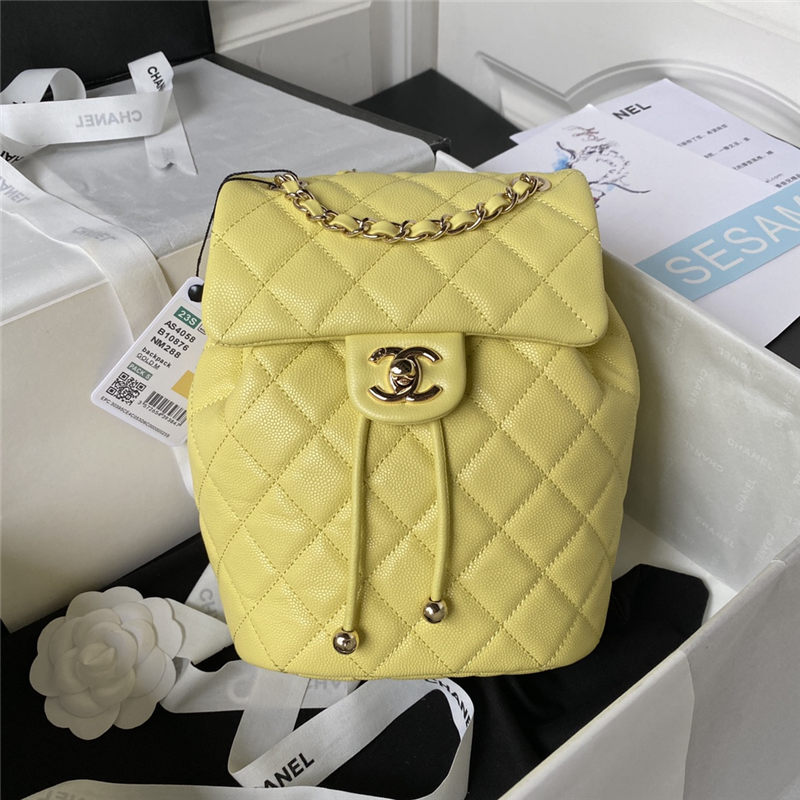 Chanel BACKPACK AS4058 Grained Calfskin & Gold-Tone Metal Yellow A