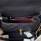 MINI FLAP BAG WITH TOP HANDLE Grained Calfskin & Gold Metal AS2215 Black A