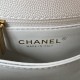 MINI FLAP BAG WITH TOP HANDLE Grained Calfskin & Gold Metal AS2215 White A