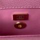 MINI FLAP BAG WITH TOP HANDLE Grained Calfskin & Gold Metal AS2215 Lilac A