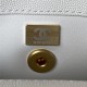 SMALL FLAP BAG WITH TOP HANDLE Grained Calfskin & Gold Metal A92990 White A