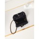 Mini CLASSIC HANDBAG Sequins & Gold-Tone Metal Black A