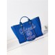 LARGE SHOPPING BAG Cotton, Calfskin & Silver-Tone Metal A66941 Blue High