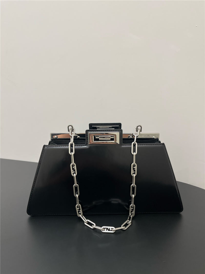 Peekaboo Cut Medium leather bag Black High