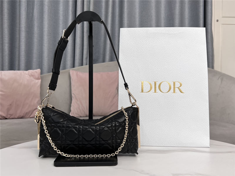 DIOR CLUB BAG Cannage Lambskin Black High