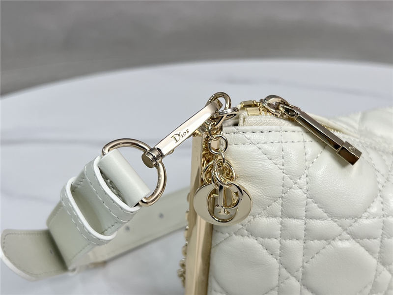 DIOR CLUB BAG Cannage Lambskin White High