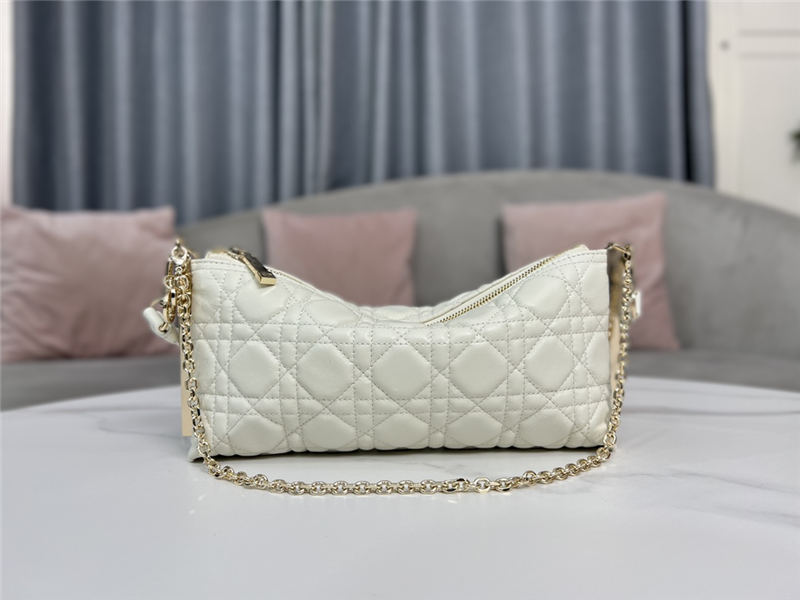 DIOR CLUB BAG Cannage Lambskin White High