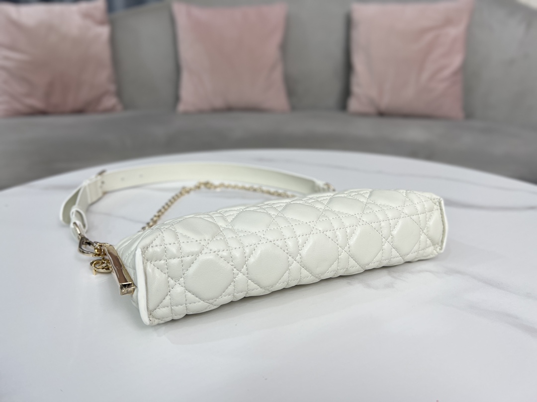 DIOR CLUB BAG Cannage Lambskin White High