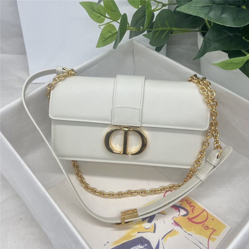 30 MONTAIGNE EAST-WEST BAG WITH CHAIN Calfskin White High