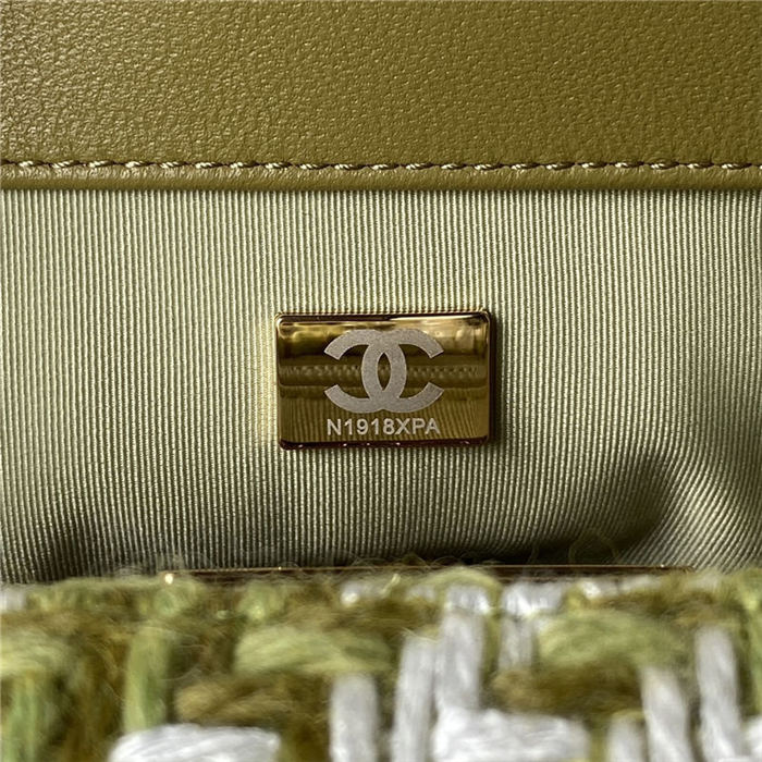 Chanel 19 Flap Bag Tweed Gold-Tone Green High