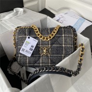 Chanel 19 Flap Bag Tweed Gold-Tone Black/Beige High