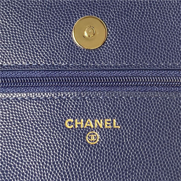 Chanel WALLET ON CHAIN AP3180 Grained Calfskin & Gold-Tone Metal Navy A