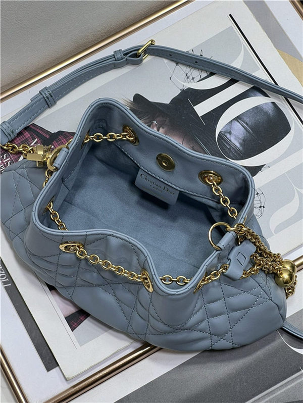 DIOR AMMI SMALL BAG Supple Macrocannage Lambskin Blue High