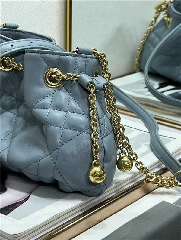 DIOR AMMI SMALL BAG Supple Macrocannage Lambskin Blue High