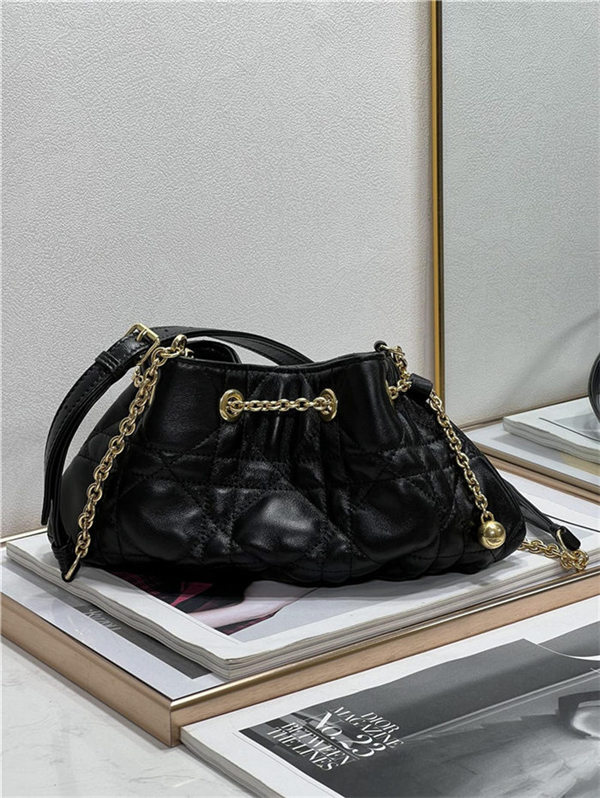 DIOR AMMI SMALL BAG Supple Macrocannage Lambskin Black High