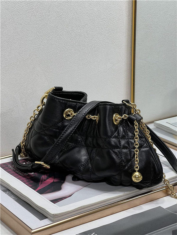 DIOR AMMI SMALL BAG Supple Macrocannage Lambskin Black High