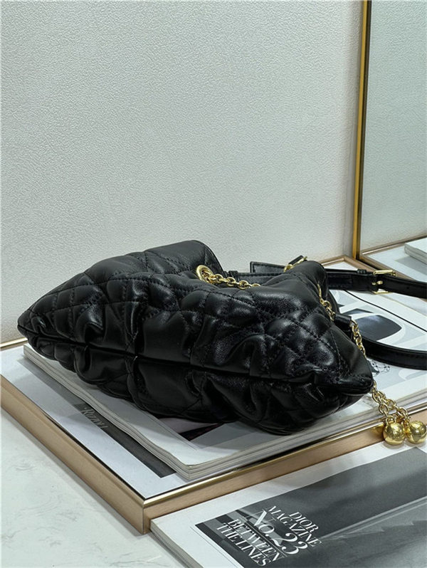 DIOR AMMI SMALL BAG Supple Macrocannage Lambskin Black High