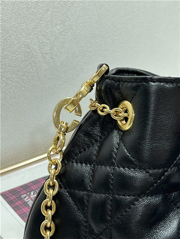 DIOR AMMI SMALL BAG Supple Macrocannage Lambskin Black High