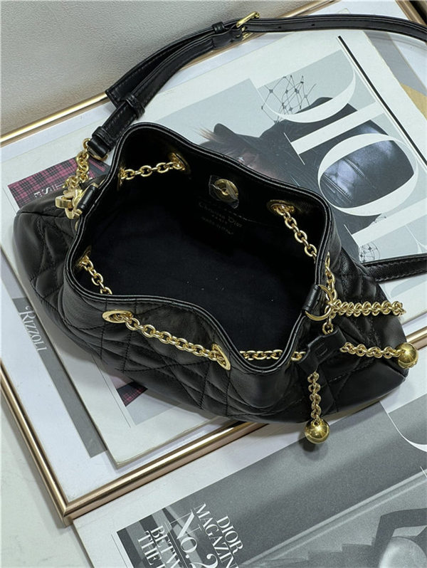 DIOR AMMI SMALL BAG Supple Macrocannage Lambskin Black High