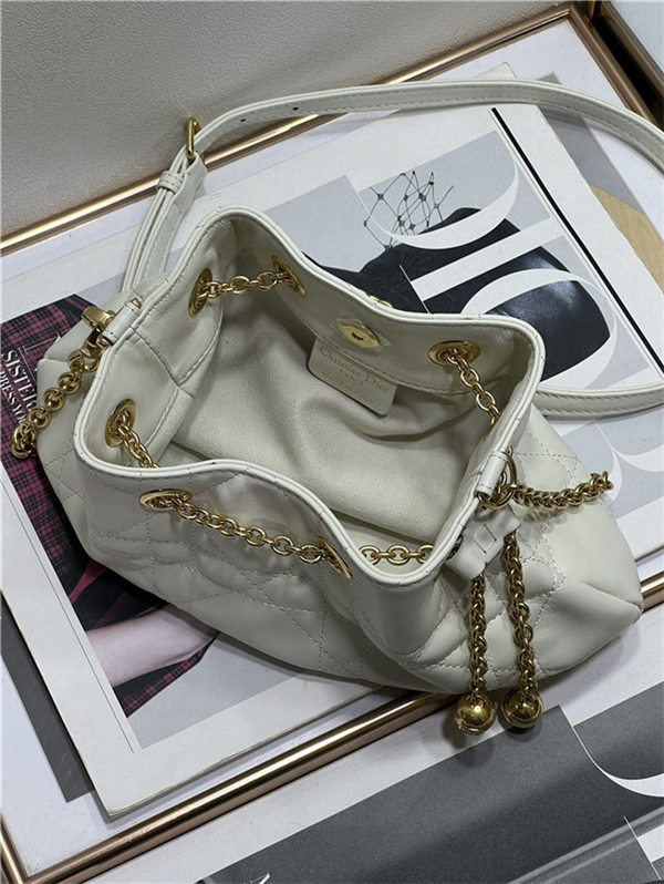 DIOR AMMI SMALL BAG Supple Macrocannage Lambskin White High