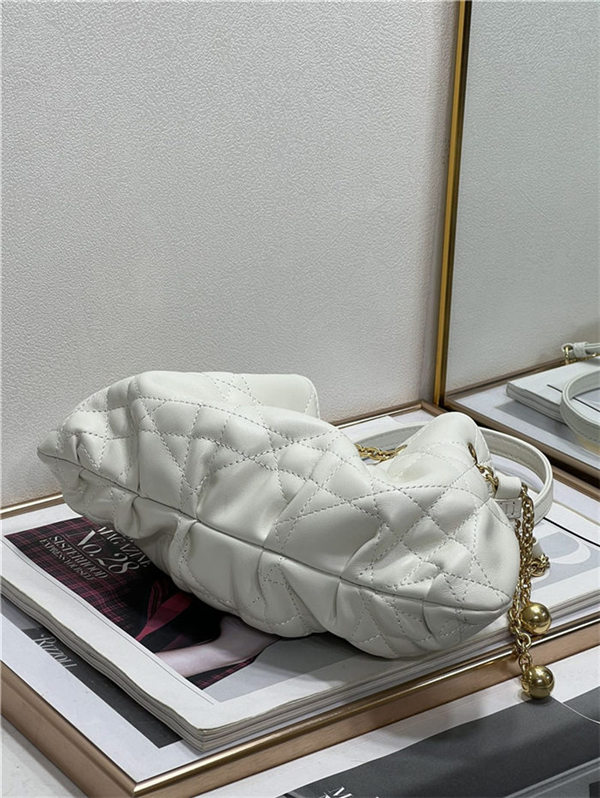 DIOR AMMI SMALL BAG Supple Macrocannage Lambskin White High