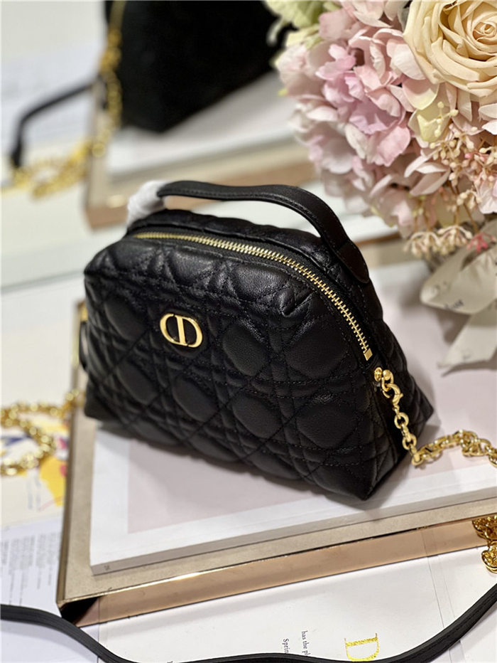 DIOR CARO D-COSY MINI BAG Supple Cannage Calfskin Black High