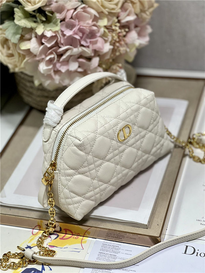 DIOR CARO D-COSY MINI BAG Supple Cannage Calfskin White High