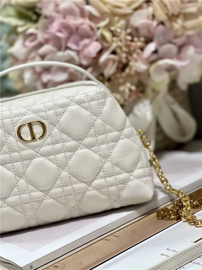 DIOR CARO D-COSY MINI BAG Supple Cannage Calfskin White High