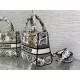 MEDIUM LADY D-LITE BAG Plan de Paris Embroidery White/Black High