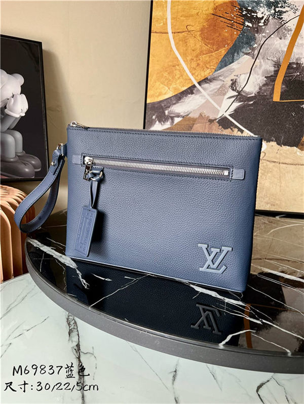 Louis Vuitton Takeoff Pouch grained calf leather M69837 Navy Blue High