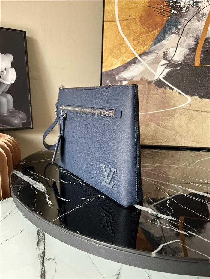 Louis Vuitton Takeoff Pouch grained calf leather M69837 Navy Blue High