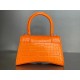 WOMEN'S HOURGLASS SMALL TOP HANDLE BAG Crocodile Orange High