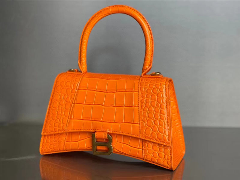 WOMEN'S HOURGLASS SMALL TOP HANDLE BAG Crocodile Orange High