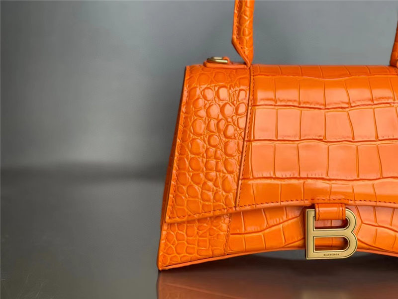 WOMEN'S HOURGLASS SMALL TOP HANDLE BAG Crocodile Orange High