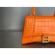 WOMEN'S HOURGLASS SMALL TOP HANDLE BAG Crocodile Orange High