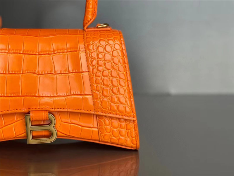 WOMEN'S HOURGLASS SMALL TOP HANDLE BAG Crocodile Orange High