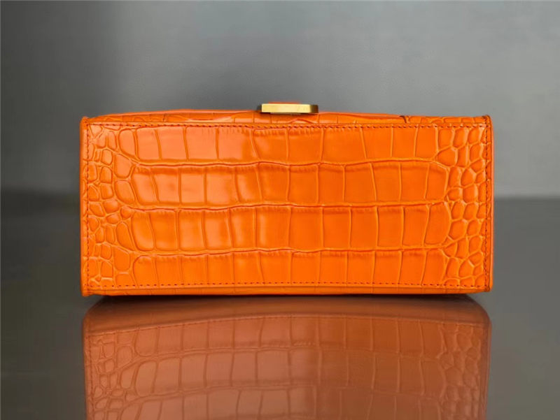 WOMEN'S HOURGLASS SMALL TOP HANDLE BAG Crocodile Orange High