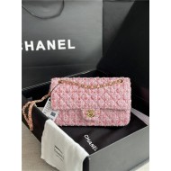 Chanel Medium Classic Flap Bag Tweed Pink-II High