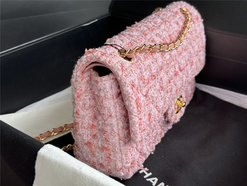 Chanel Medium Classic Flap Bag Tweed Pink-II High