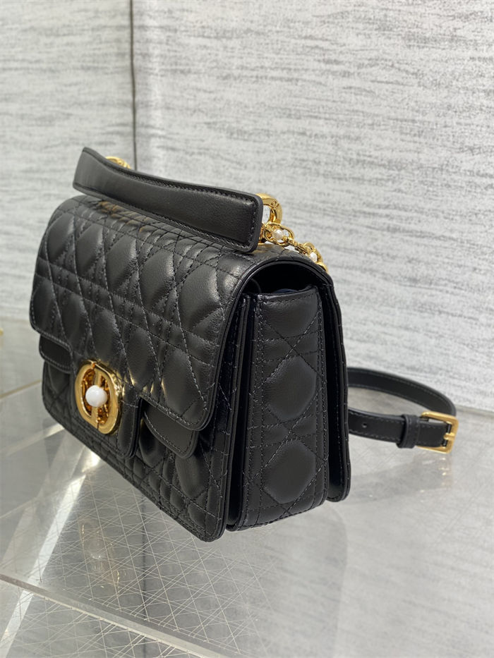 Small Dior Jolie Top Handle Bag Cannage Calfskin Black High