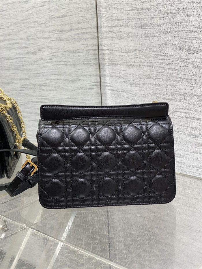 Small Dior Jolie Top Handle Bag Cannage Calfskin Black High