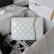 Chanel SMALL FLAP BAG WITH TOP HANDLE AS3908 Shiny Calfskin & Gold-Tone Metal White A