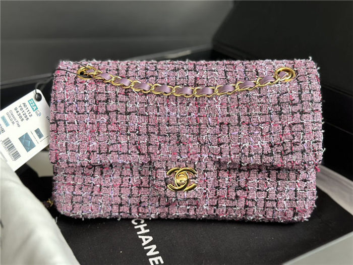 Chanel Medium Classic Flap Bag Tweed Lt-Purple High