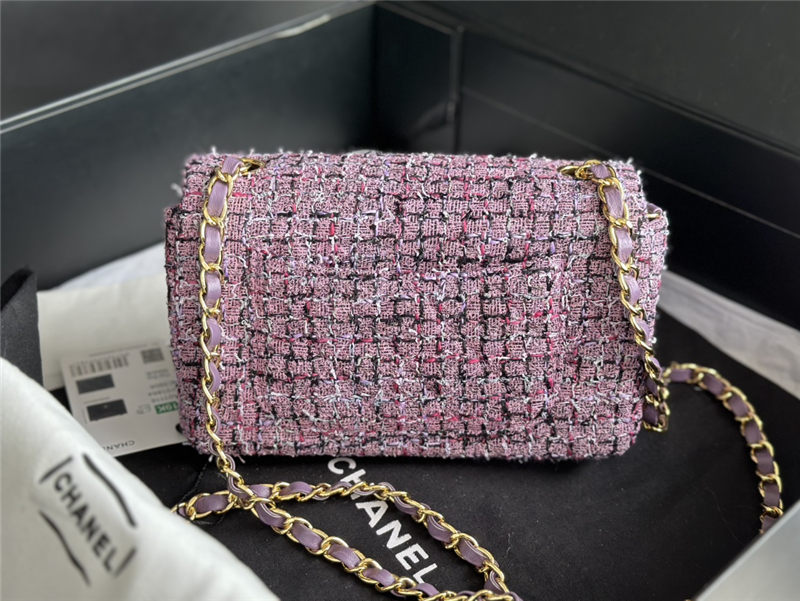 Chanel Mini Classic Flap Bag Tweed Lt-Purple High