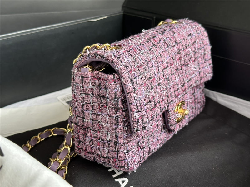 Chanel Mini Classic Flap Bag Tweed Lt-Purple High