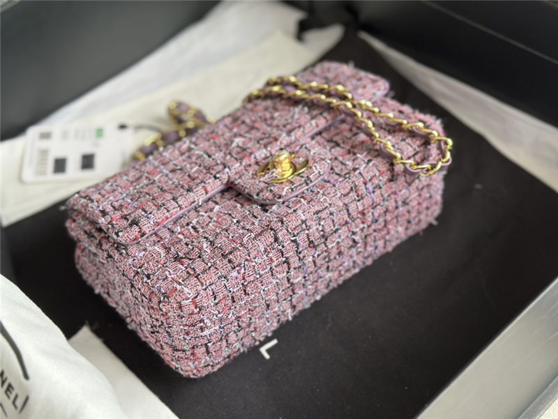 Chanel Mini Classic Flap Bag Tweed Lt-Purple High