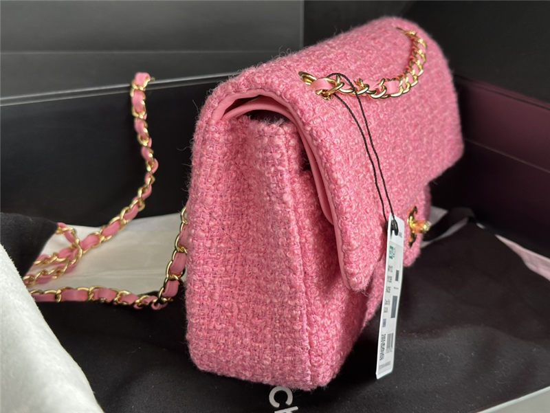 Chanel Medium Classic Flap Bag Tweed Rose-Pink High