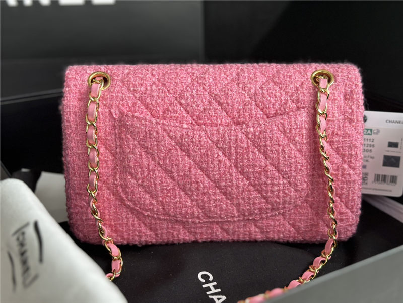 Chanel Medium Classic Flap Bag Tweed Rose-Pink High