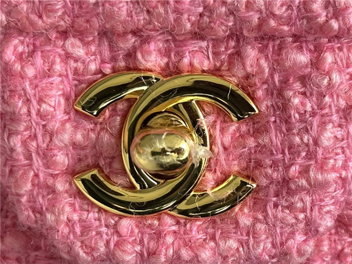 Chanel Medium Classic Flap Bag Tweed Rose-Pink High